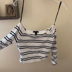 Striped Black & White Crop Top